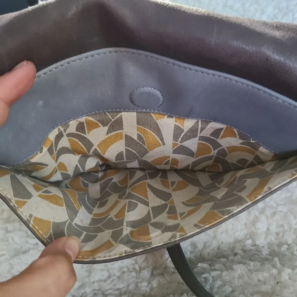 Nancybird‎ Gray Genuine Leather Crossbody Saddlebag